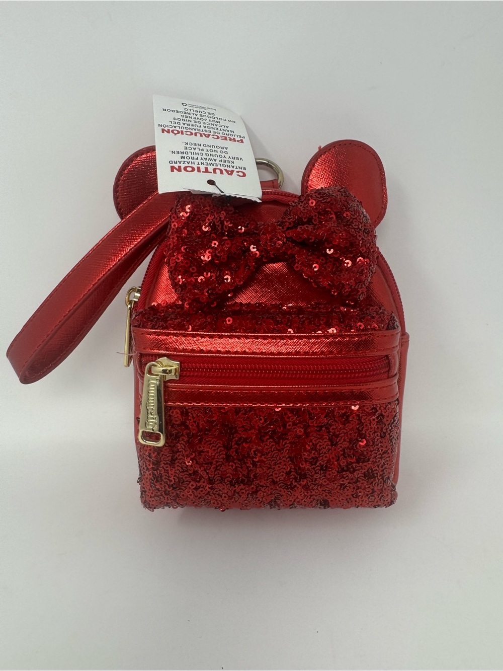 NWT Loungefly Minnie Mouse Red Sequin Wristlet belt bag